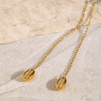 Waterproof 18K Gold Teardrop & Oval Relief Medallion Pendant Necklace