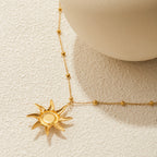 Waterproof 18K Gold-Plated Sun Necklace and Earring Set