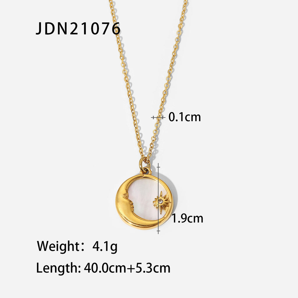 Waterproof Celestial Medallion Necklace | Vintage Gold Steel