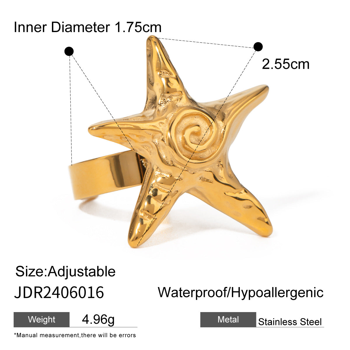 Waterproof Starfish Ring Collection