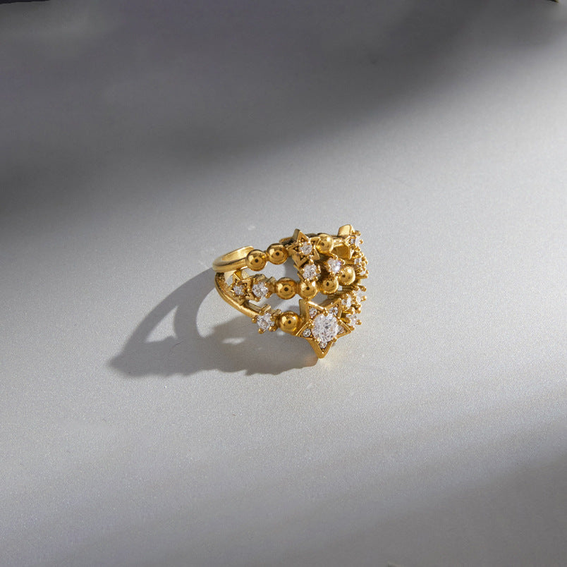 Waterproof 18K Gold Baguette Cut Zirconia Eternity Band Open Ring