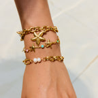 Waterproof 18K Gold Ocean Starfish & Zirconia Charm Bracelet