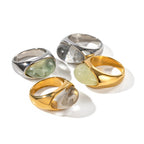 Waterproof 18K Gold Colorful Resin Accent Statement Band Ring