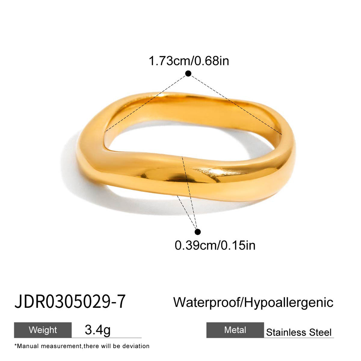Waterproof 18K Gold Pave Zirconia Statement Layering Band Ring