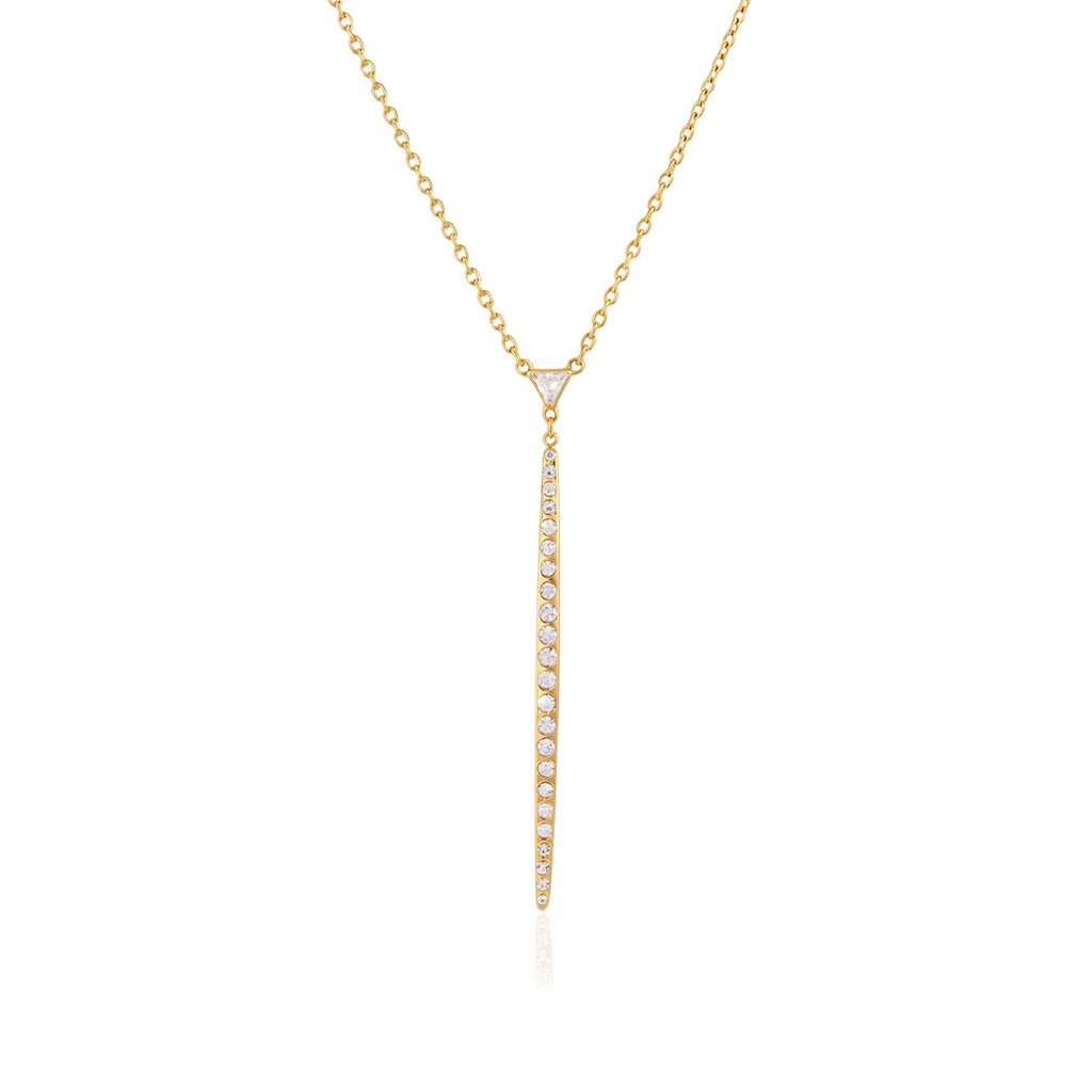 Waterproof CZ Pave Y-Shaped Lariat Necklace
