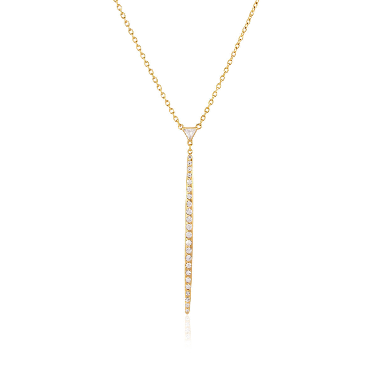 Waterproof CZ Pave Y-Shaped Lariat Necklace