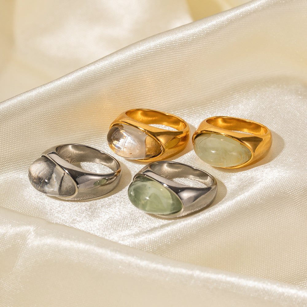 Waterproof 18K Gold Colorful Resin Accent Statement Band Ring