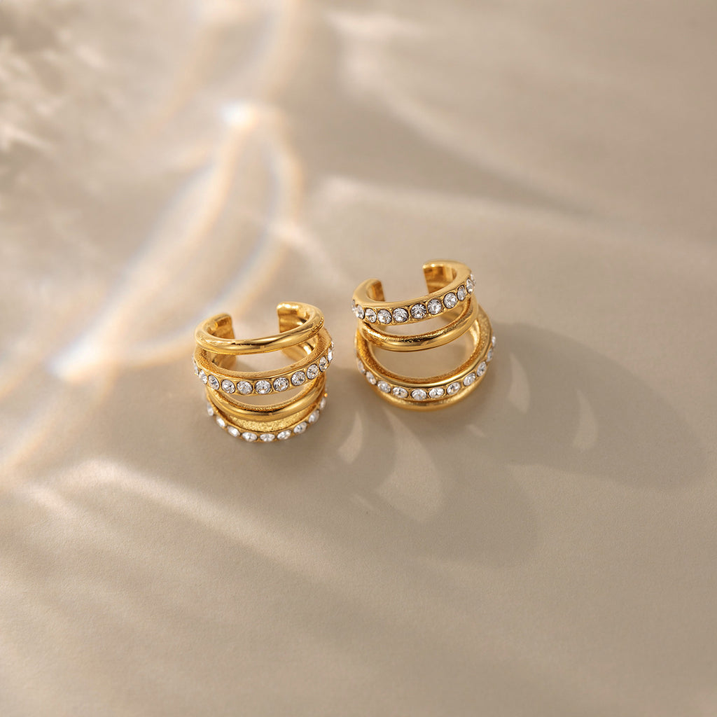 Bold Snake Hoop & Sparkling Ear Cuff Collection | Waterproof Stainless Steel