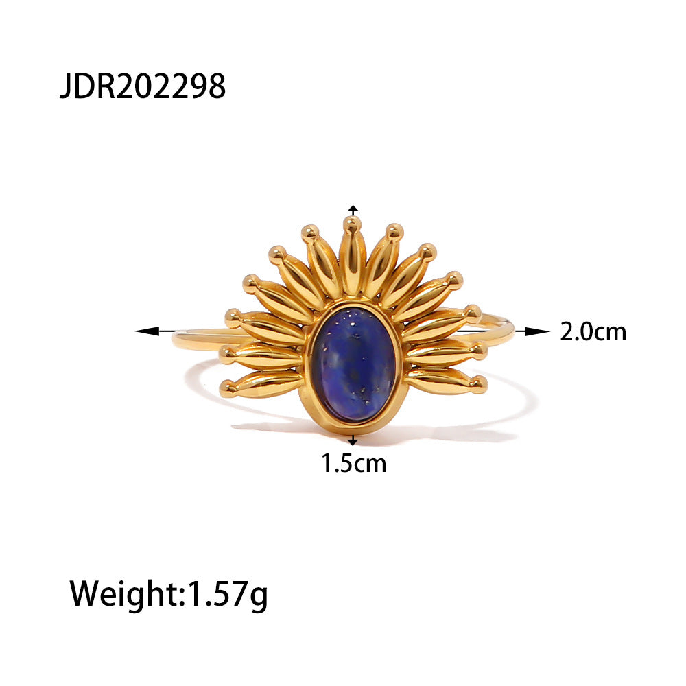 Waterproof 18K Gold Lapis Lazuli & Evil Eye Statement Ring Collection