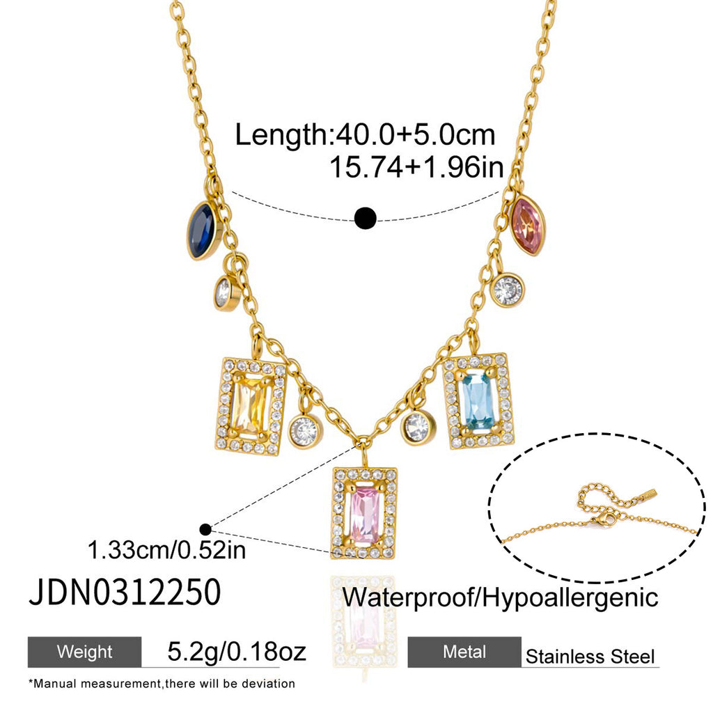 Rainbow Charm Layered Necklace | Waterproof & Tarnish-Free
