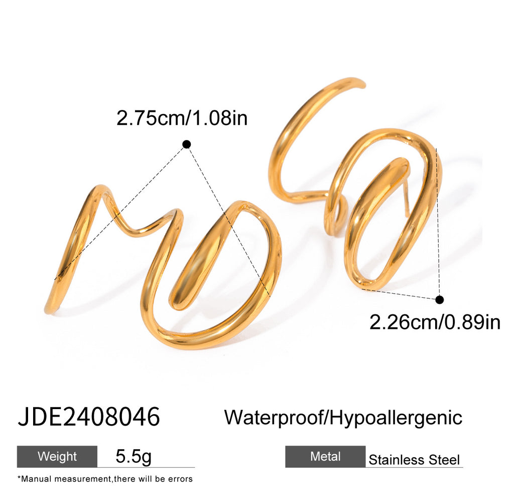 Waterproof Gold Spiral Claw Drop Earrings with Pear-Cut Zirconia