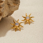 Waterproof 18K Gold-Plated Sun Necklace and Earring Set