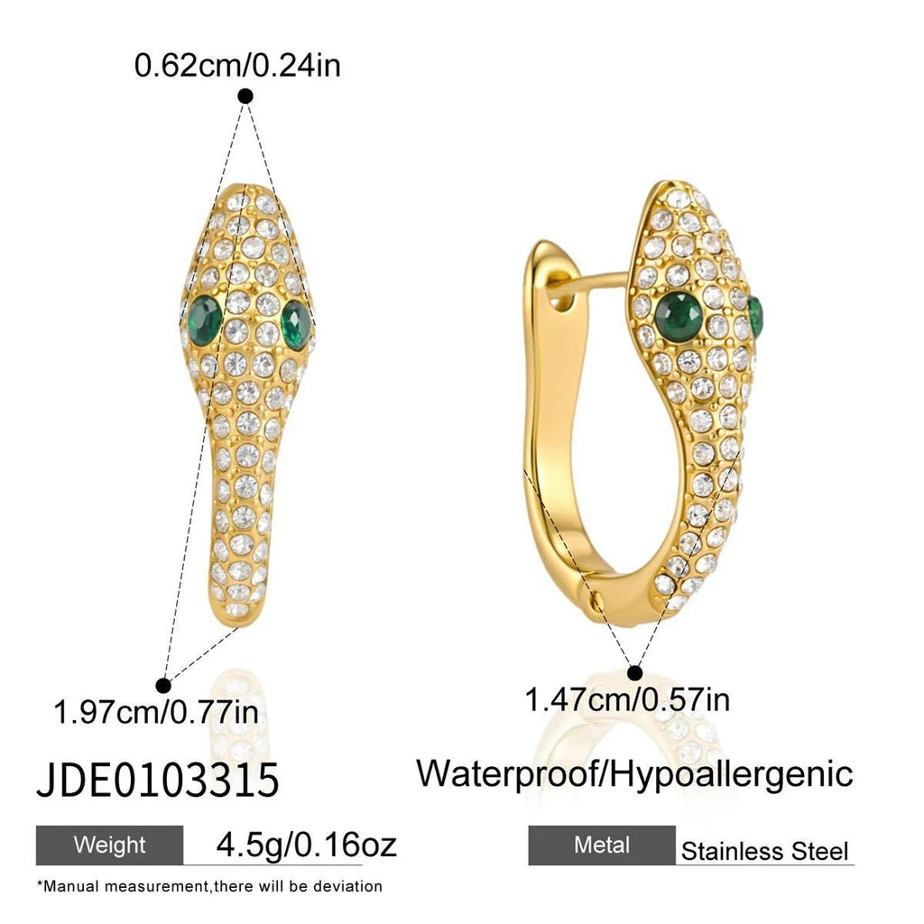Bold Snake Hoop & Sparkling Ear Cuff Collection | Waterproof Stainless Steel