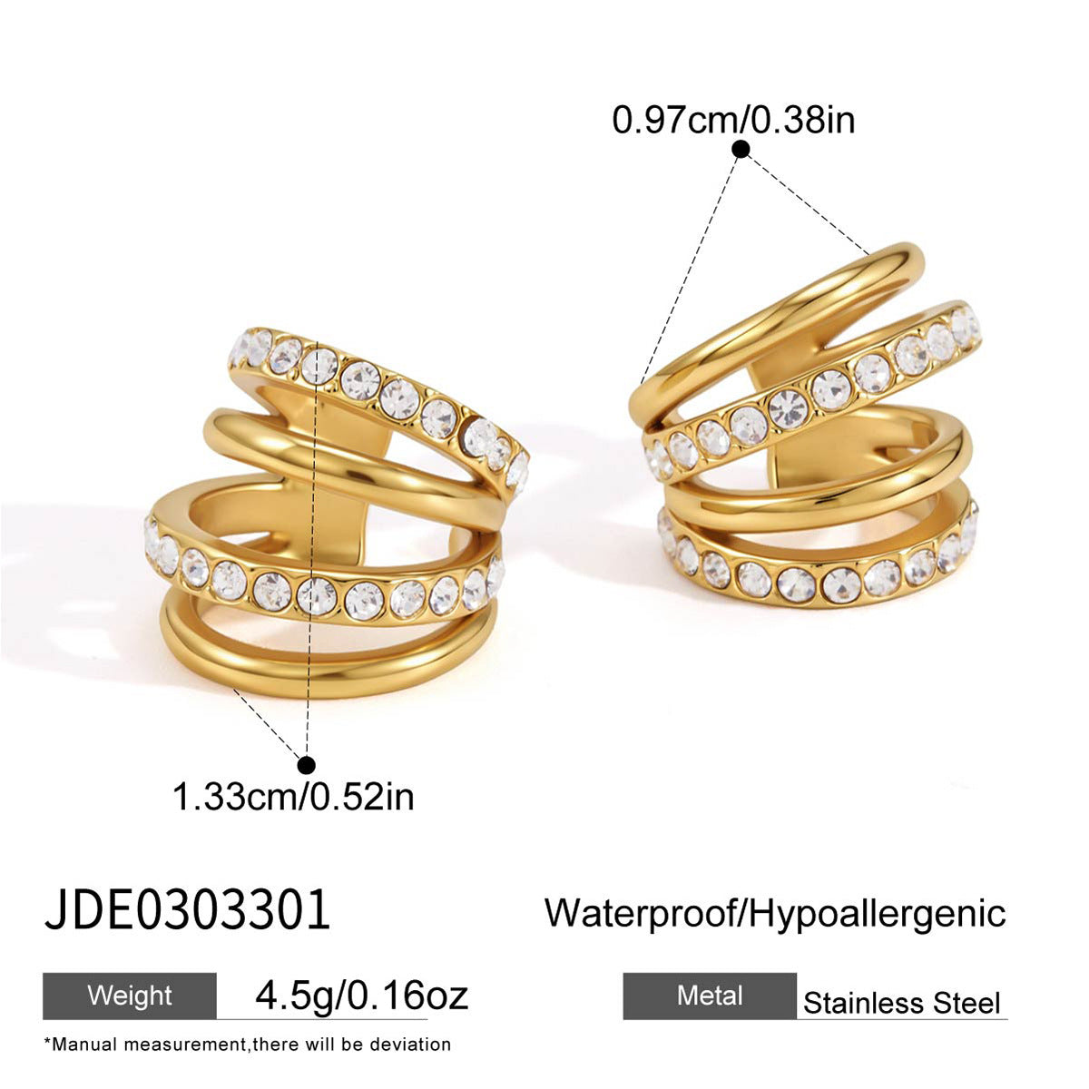 Bold Snake Hoop & Sparkling Ear Cuff Collection | Waterproof Stainless Steel