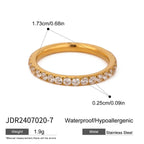 Waterproof 18K Gold Baguette Cut Zirconia Eternity Band Open Ring