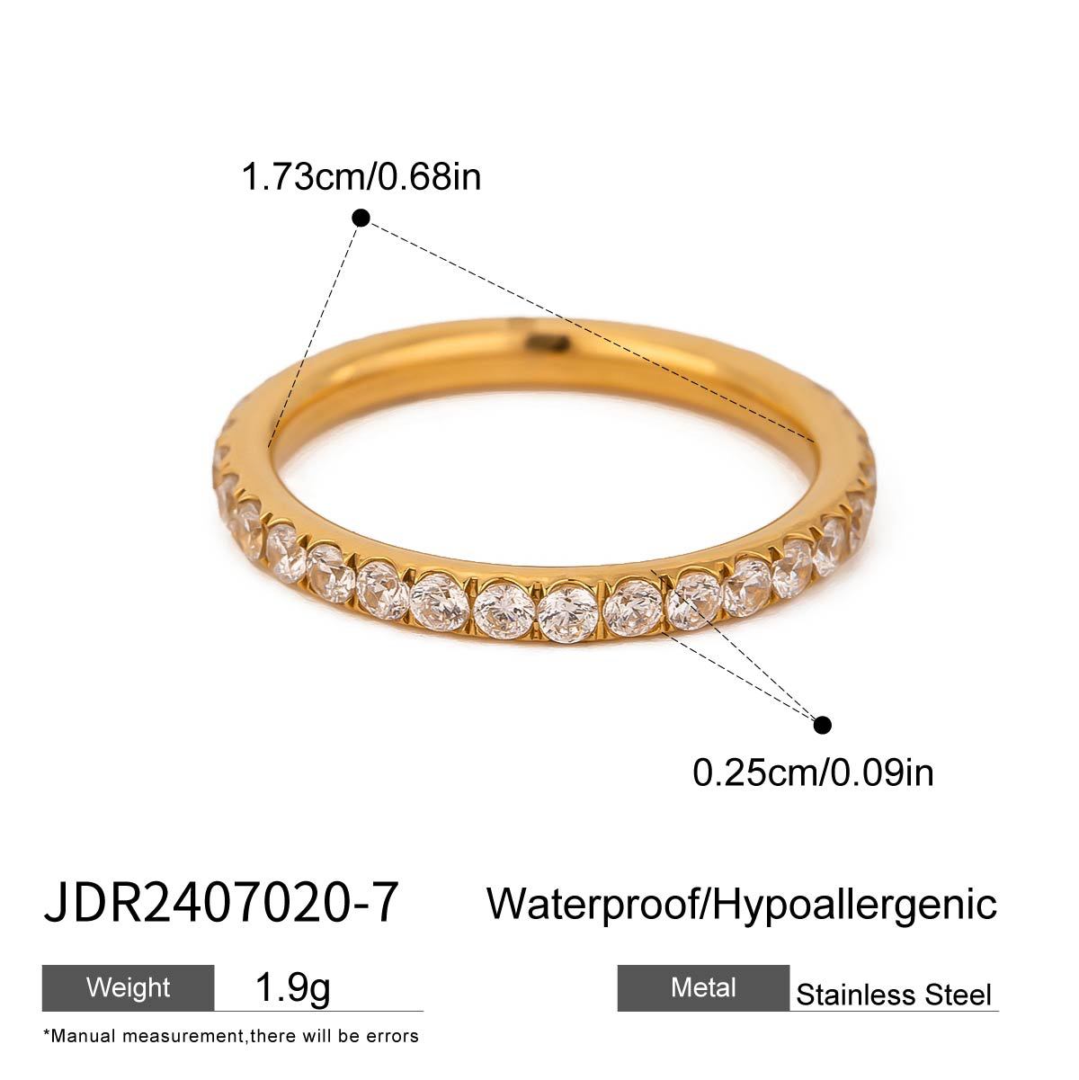 Waterproof 18K Gold Baguette Cut Zirconia Eternity Band Open Ring