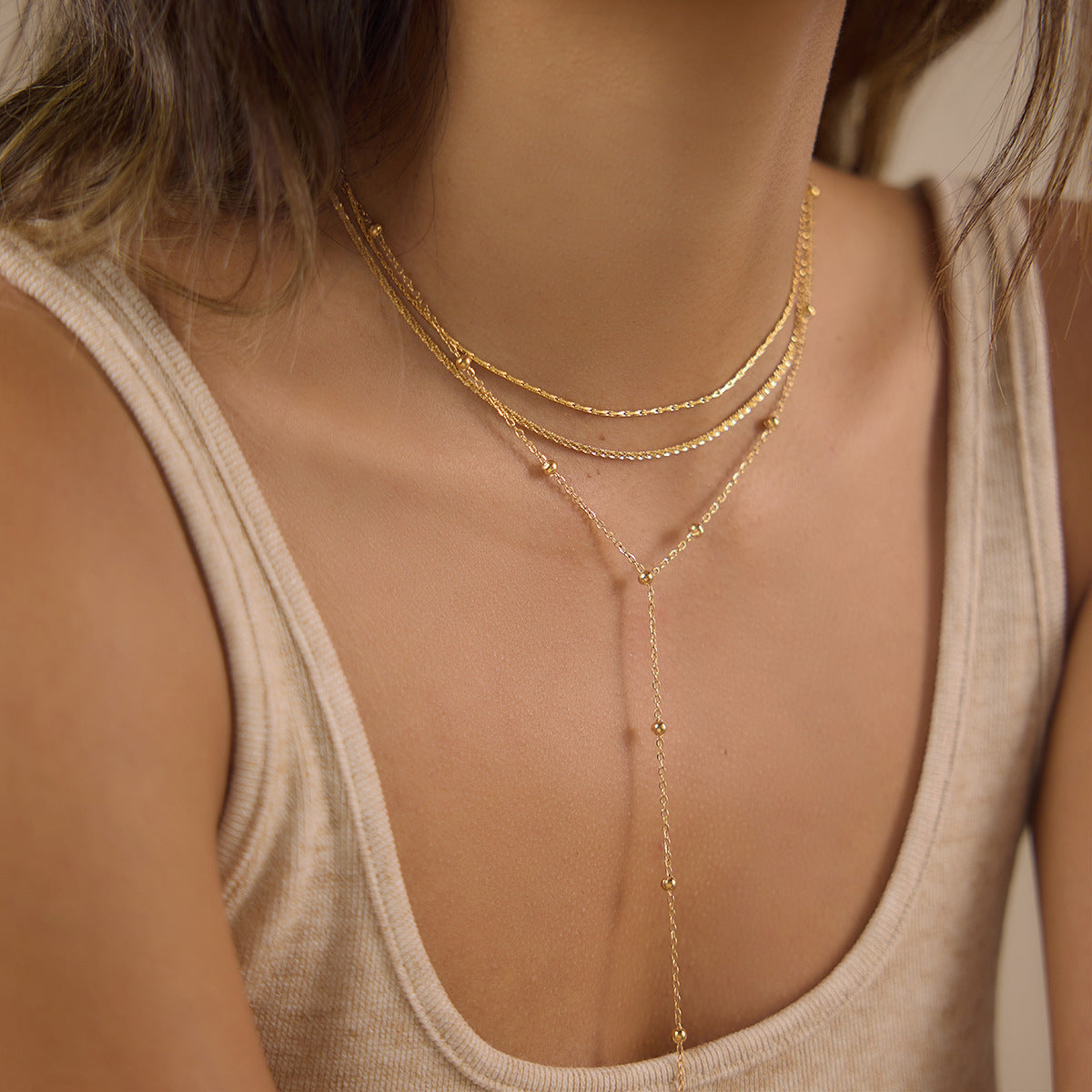 Waterproof Triple Layer Layered Necklace