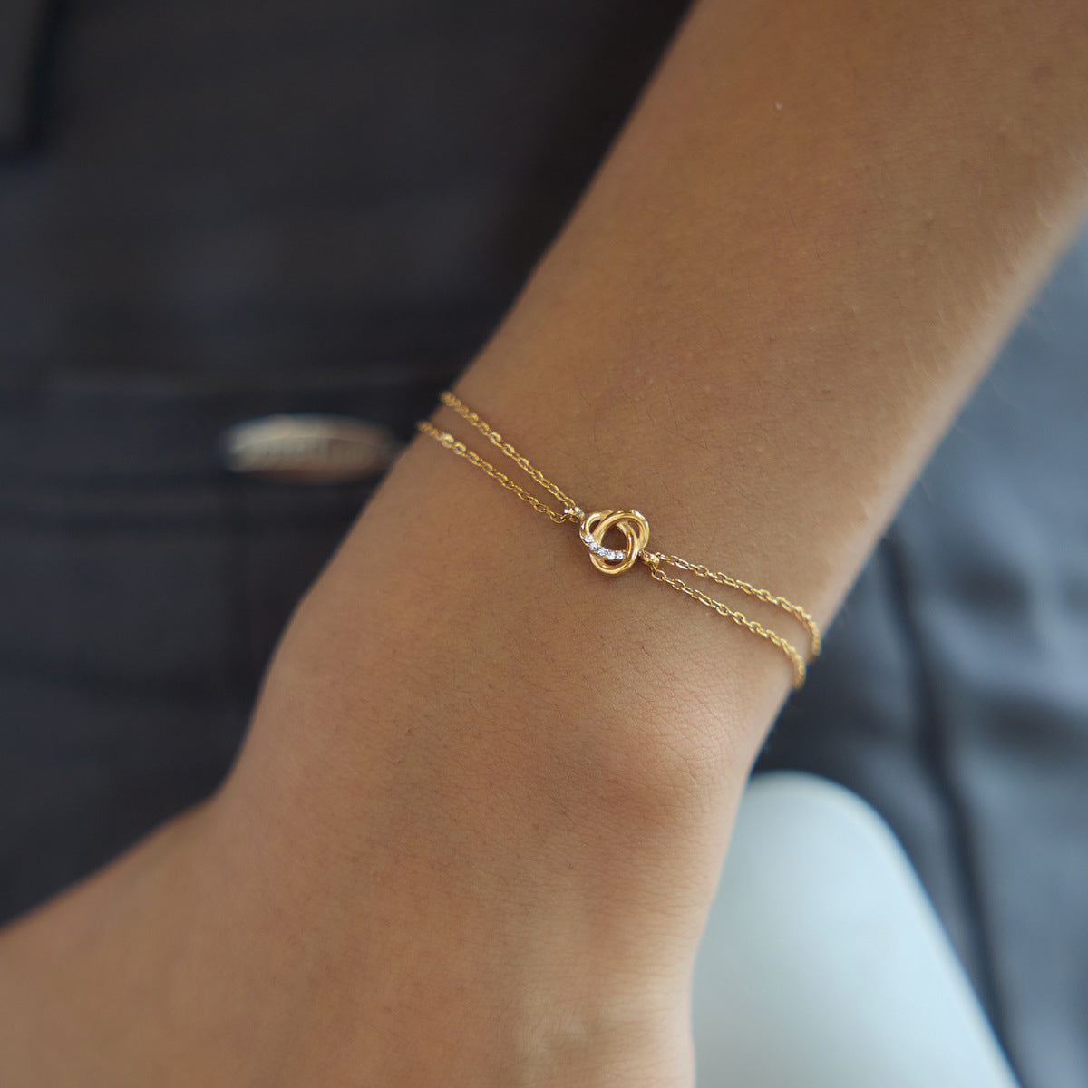 Waterproof Dainty Double-Chain Charm Bracelets