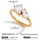 Waterproof 18K Gold Baguette Cut Zirconia Eternity Band Open Ring