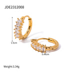 Waterproof 18K Gold Pavé Zircon Ear Stud and Ear Cuff Set