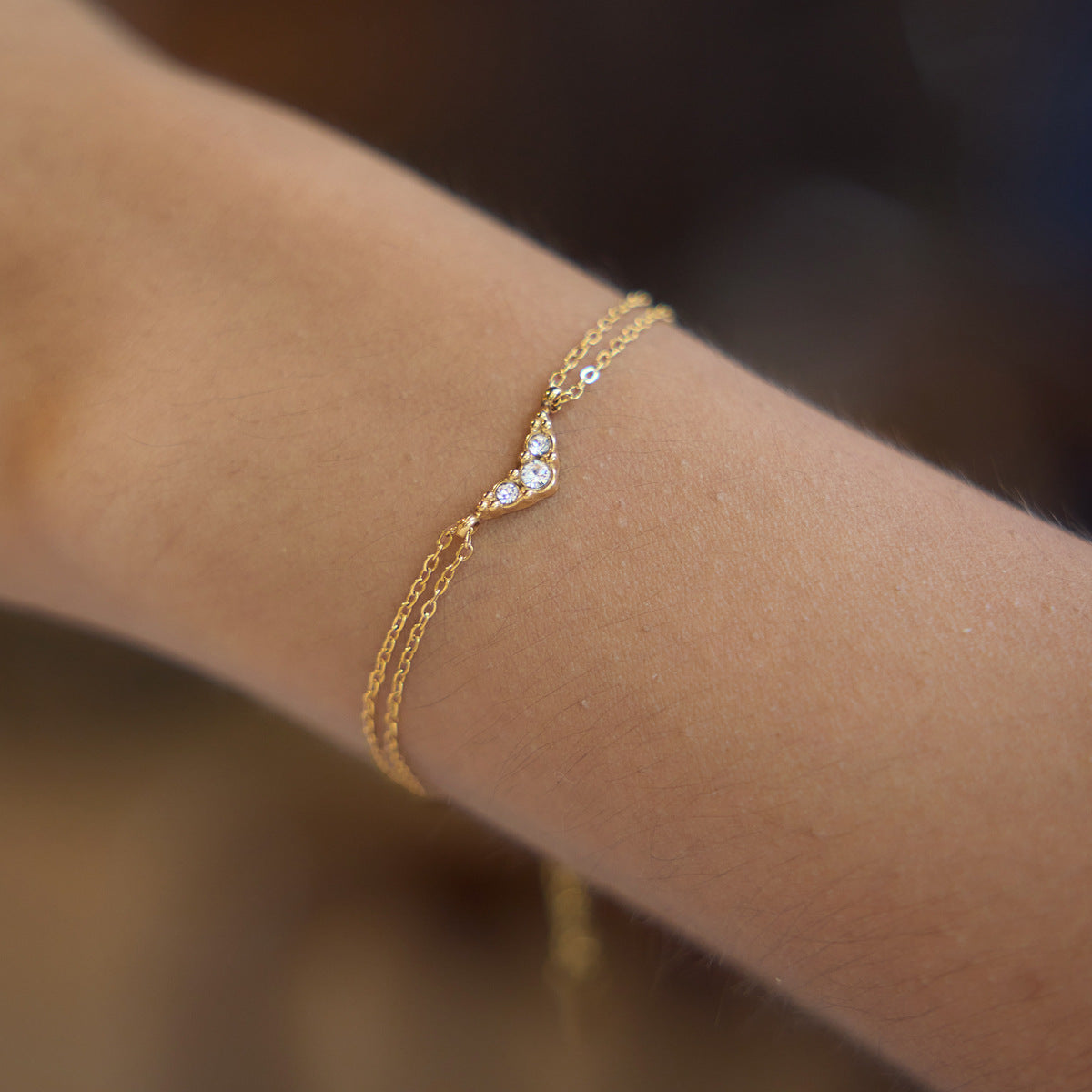 Waterproof Dainty Double-Chain Charm Bracelets