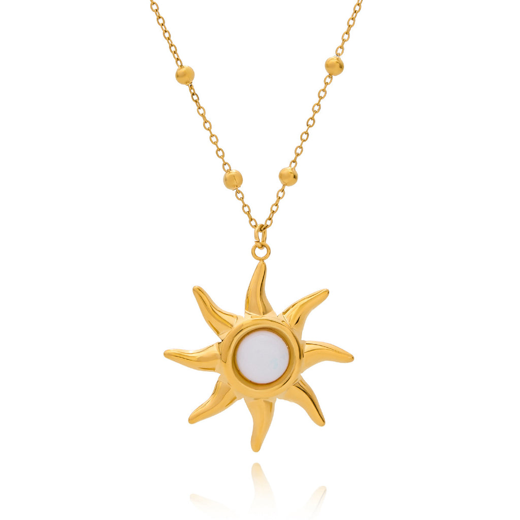 Waterproof 18K Gold-Plated Sun Necklace and Earring Set