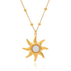 Waterproof 18K Gold-Plated Sun Necklace and Earring Set