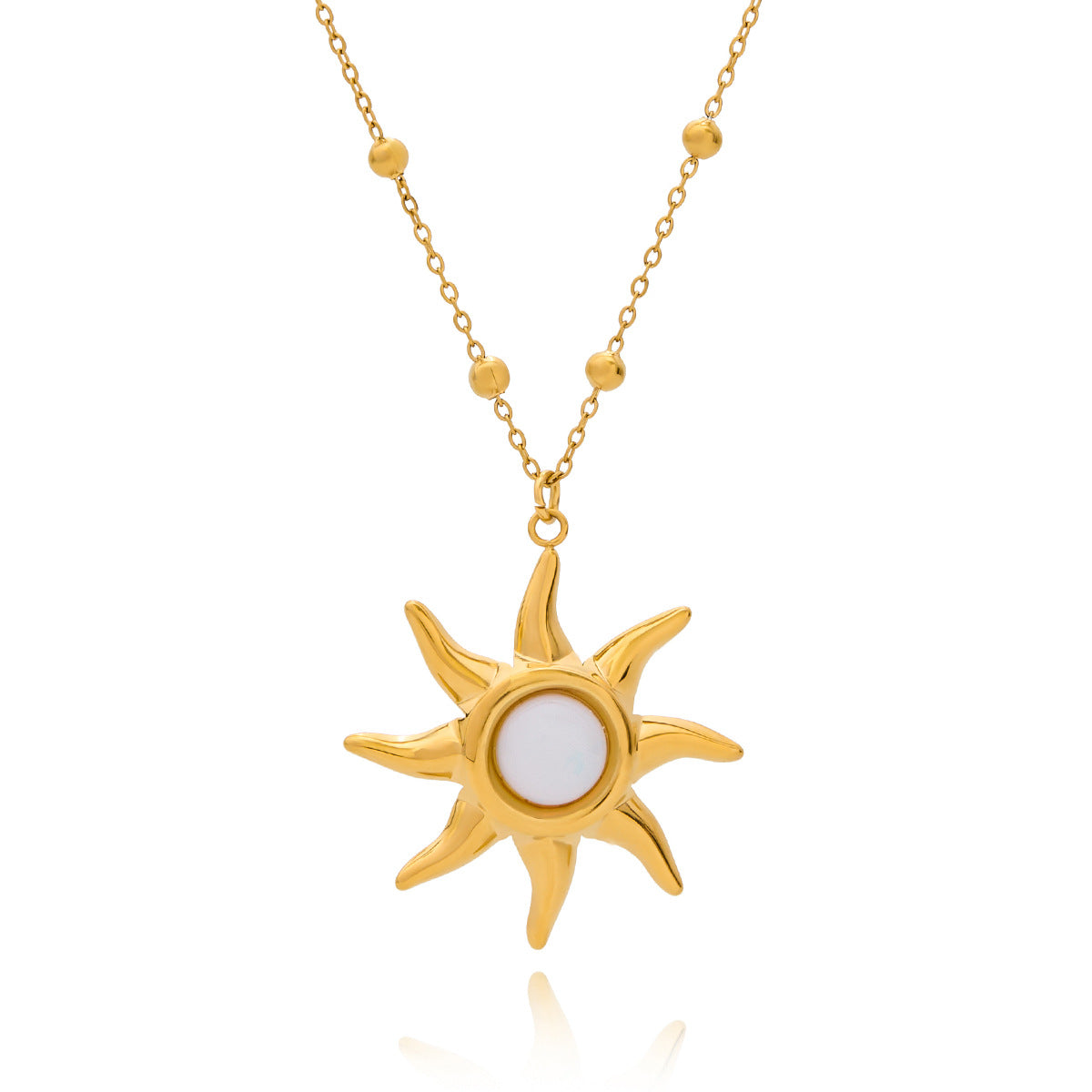Waterproof 18K Gold-Plated Sun Necklace and Earring Set