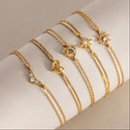Waterproof Dainty Double-Chain Charm Bracelets