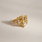 Waterproof 18K Gold Baguette Cut Zirconia Eternity Band Open Ring