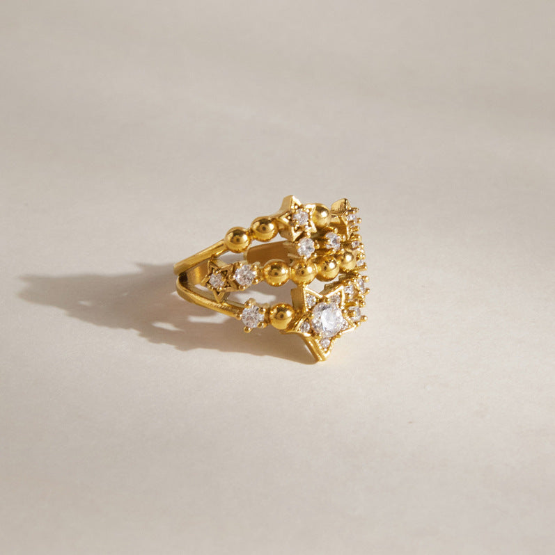 Waterproof 18K Gold Baguette Cut Zirconia Eternity Band Open Ring