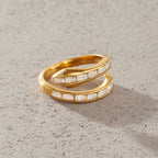 Waterproof 18K Gold Snake Pave Zirconia Open Band Ring