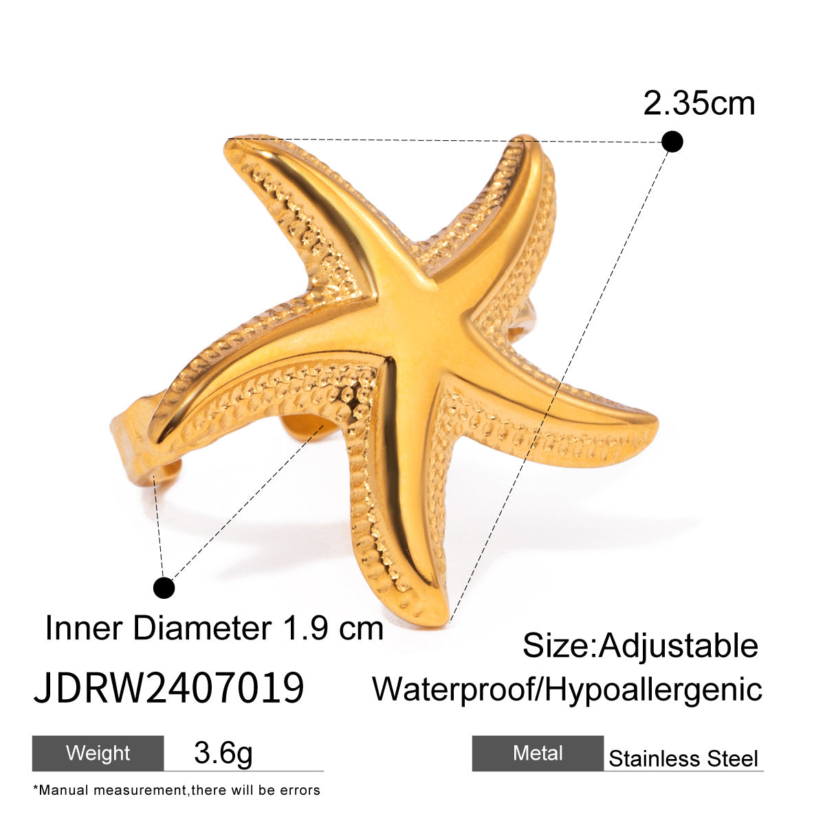 Waterproof Starfish Ring Collection