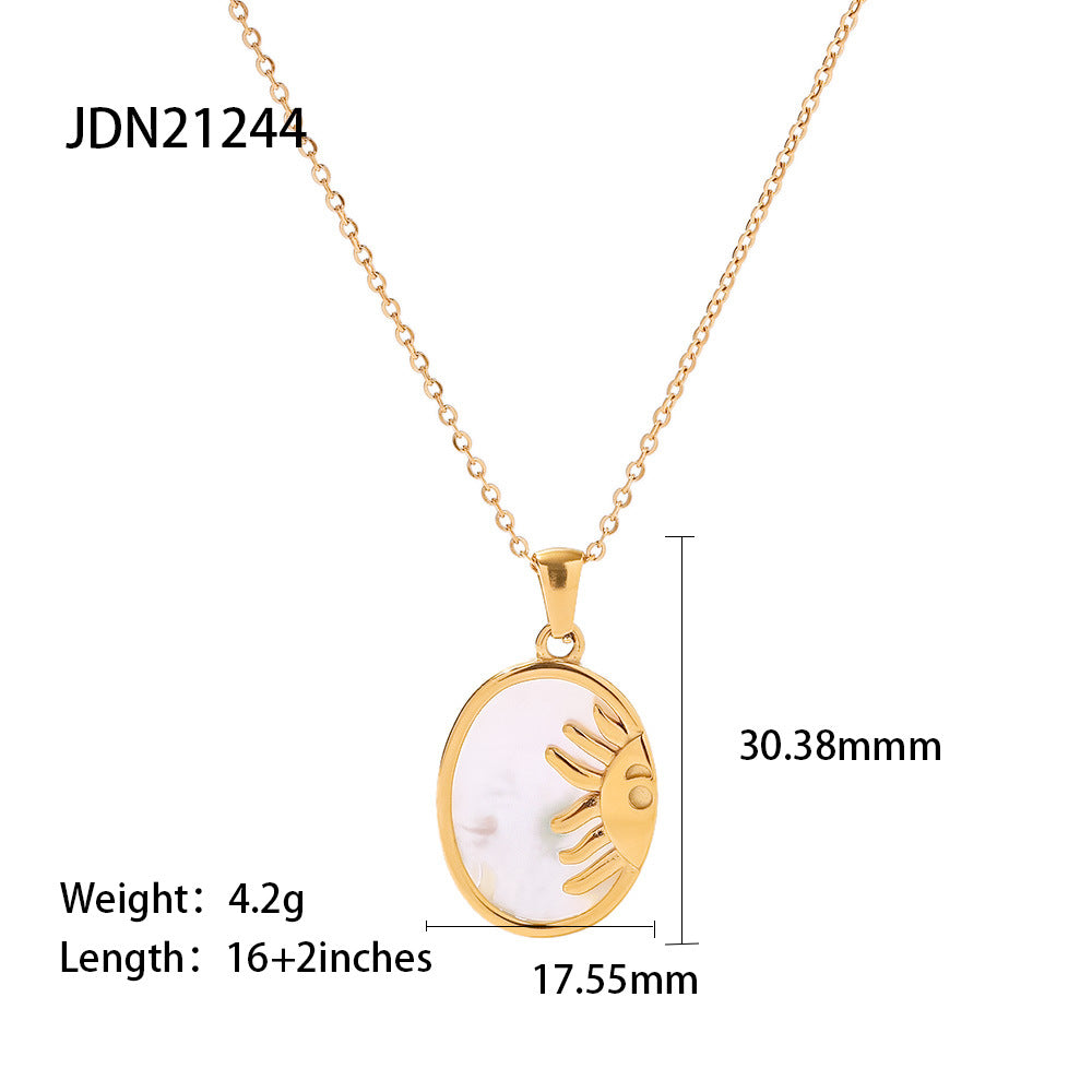 Waterproof Celestial Medallion Necklace | Vintage Gold Steel