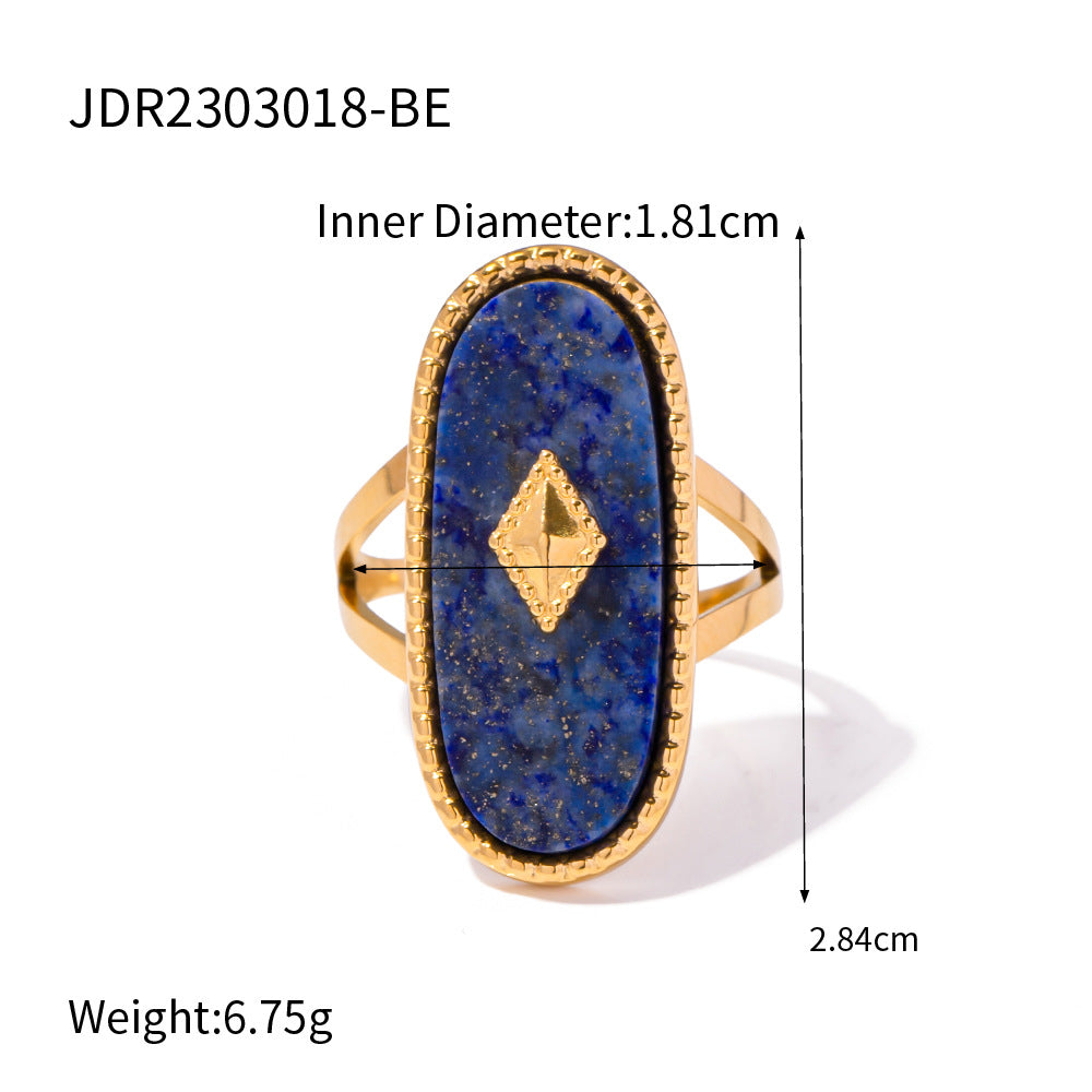 Waterproof 18K Gold Lapis Lazuli & Evil Eye Statement Ring Collection