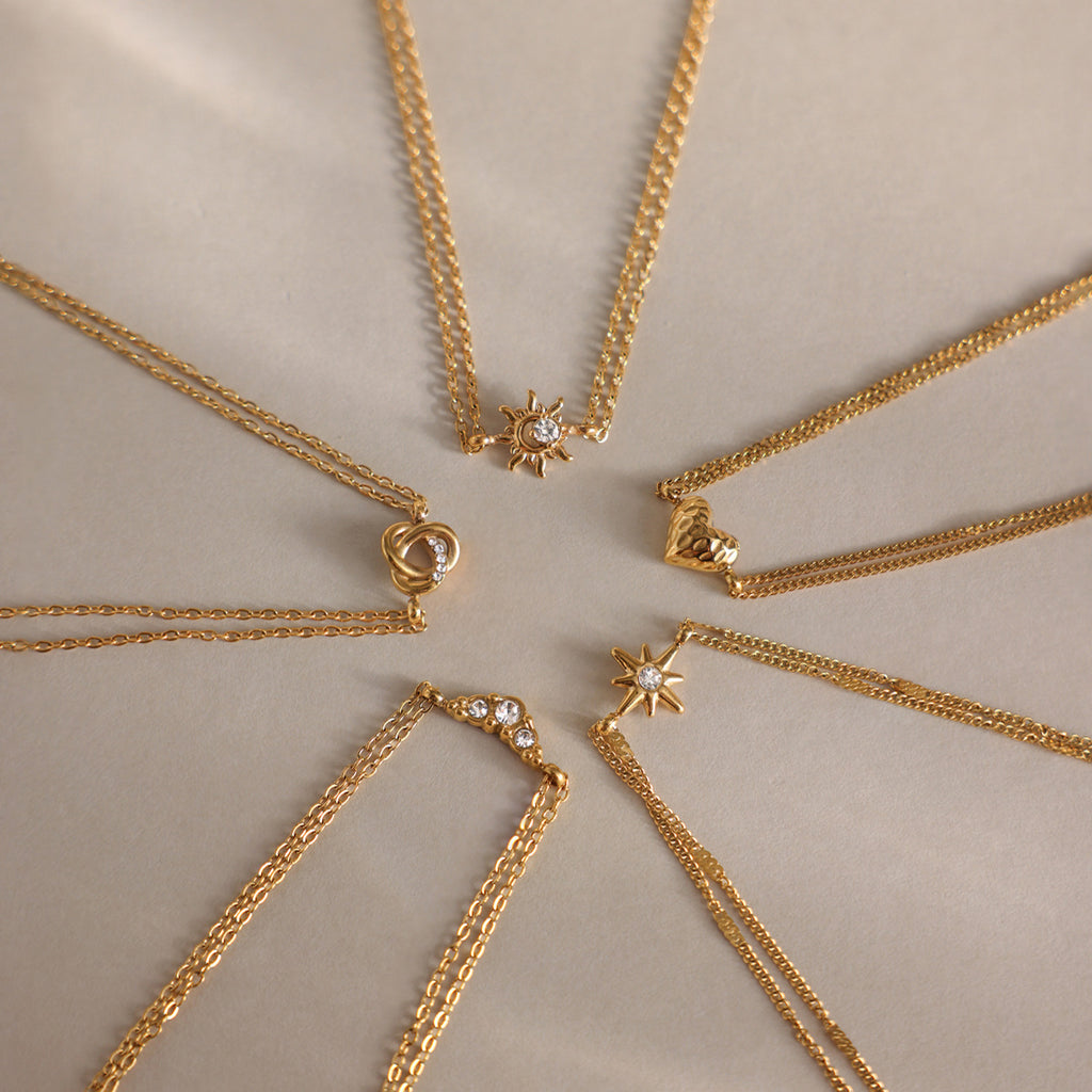 Waterproof Dainty Double-Chain Charm Bracelets