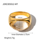 Waterproof 18K Gold Colorful Resin Accent Statement Band Ring