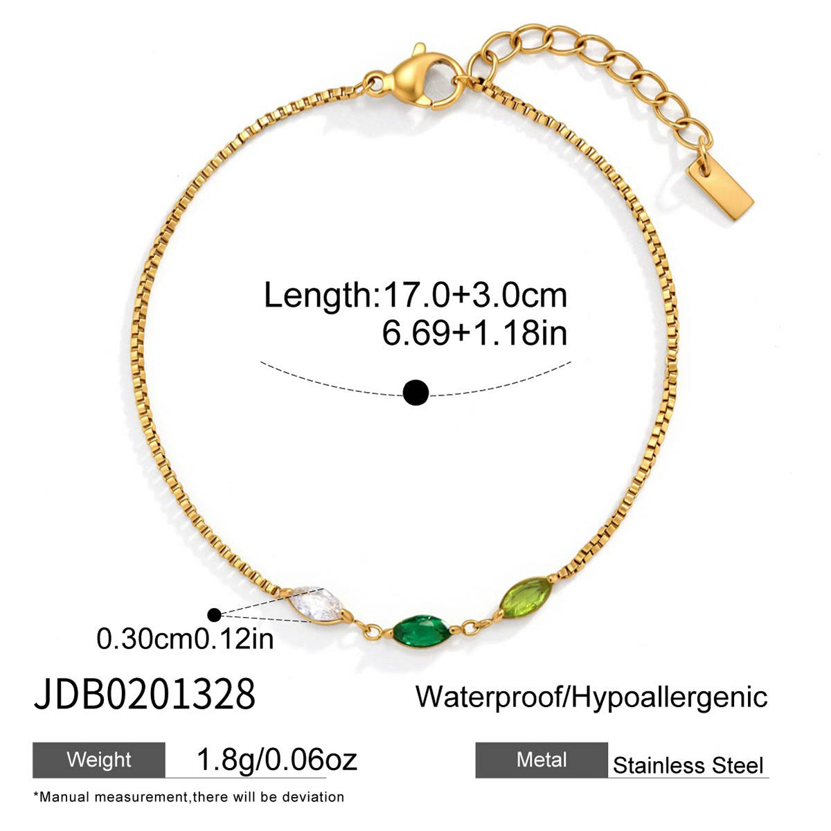 Chic Waterproof Colorful Crystal Bracelet