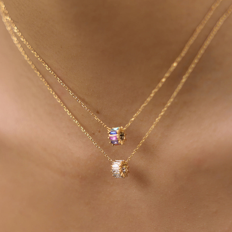 Waterproof 18K Gold Vintage Cameo & Zirconia Medallion Pendant Necklace