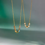 Waterproof 18K Gold Rainbow Heart Zirconia Charm Necklace