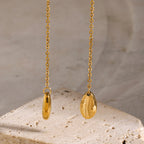 Waterproof 18K Gold Teardrop & Oval Relief Medallion Pendant Necklace