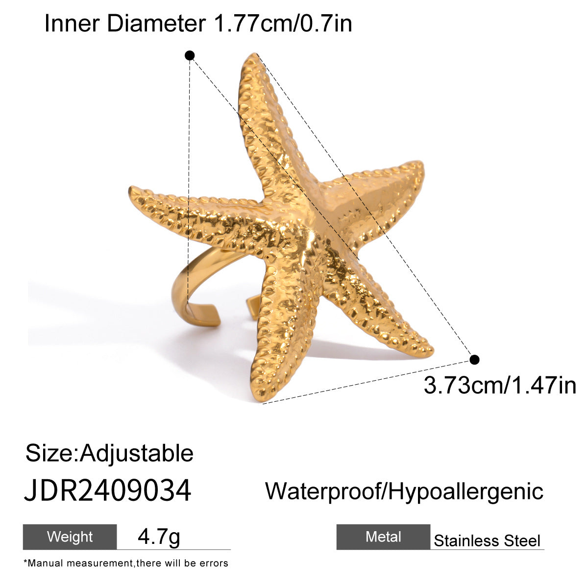 Waterproof Starfish Ring Collection