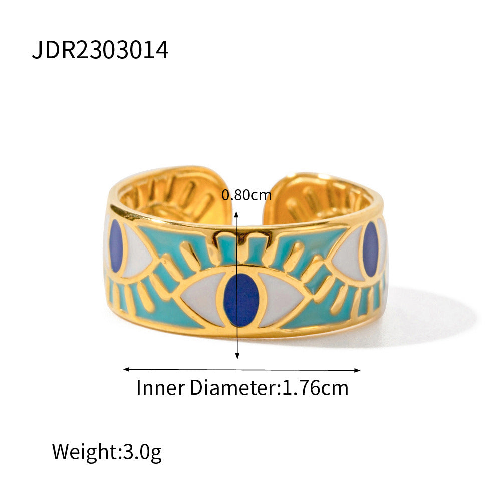 Waterproof 18K Gold Lapis Lazuli & Evil Eye Statement Ring Collection