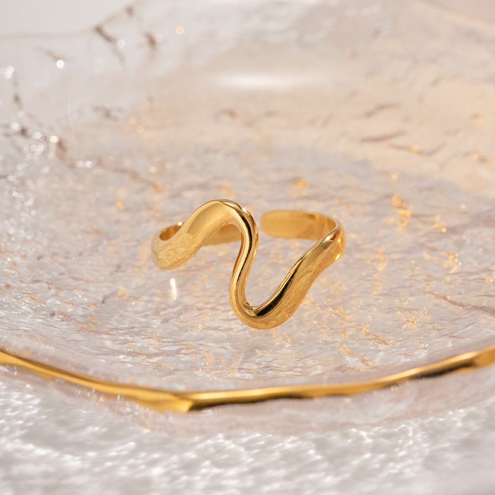 Waterproof Wavy Open Ring