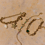 Waterproof 18K Gold Ocean Starfish & Zirconia Charm Bracelet