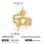 Waterproof Celestial Starburst Multi-Layer Zirconia Open Ring