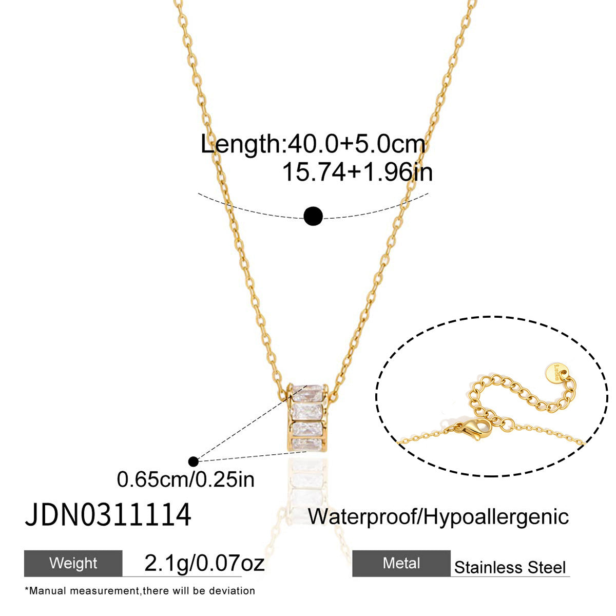 Waterproof 18K Gold Vintage Cameo & Zirconia Medallion Pendant Necklace