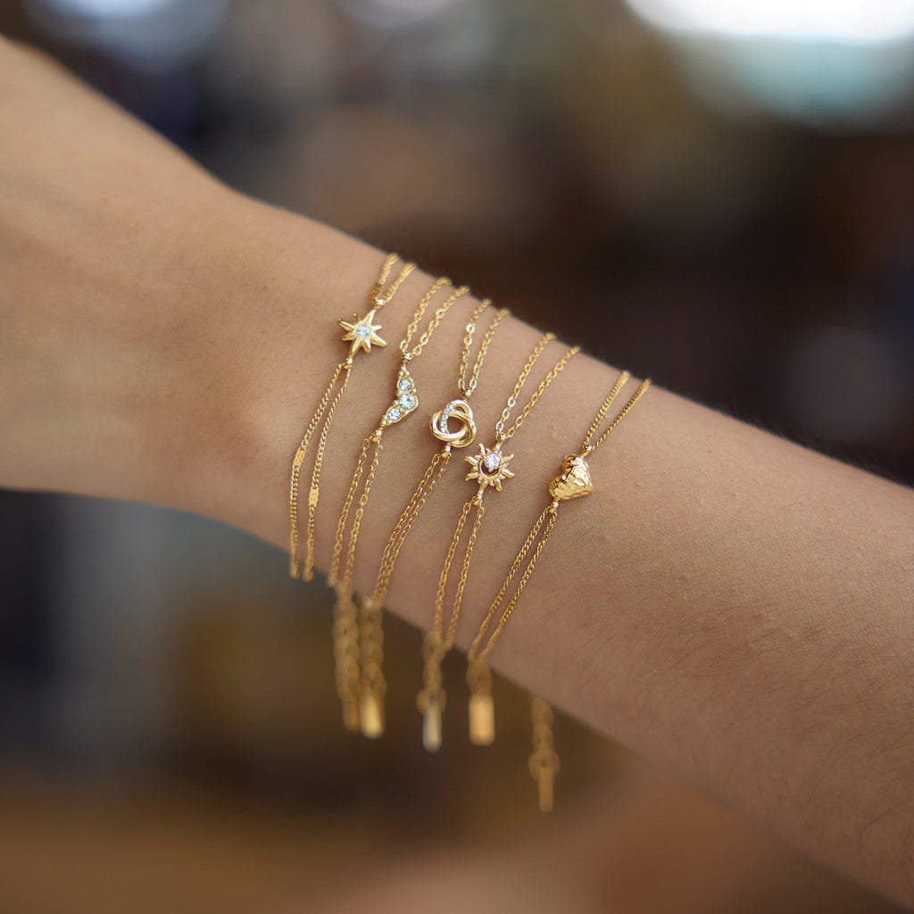 Waterproof Dainty Double-Chain Charm Bracelets
