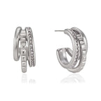 Chic Multi-Texture Triple Row Half Hoops | Tarnish-Free Stud Earrings