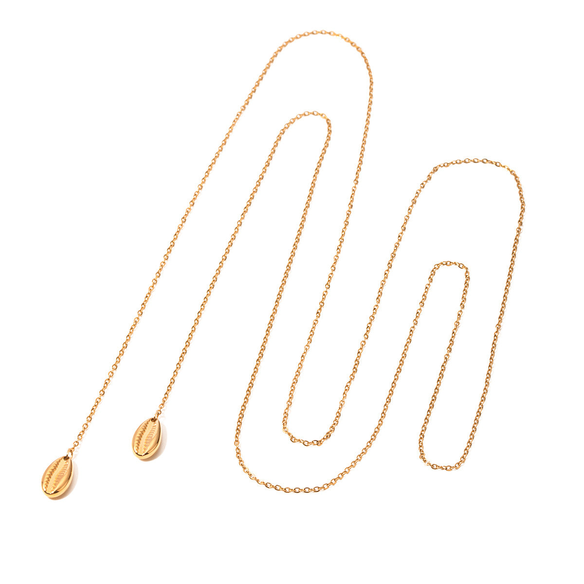 Waterproof 18K Gold Teardrop & Oval Relief Medallion Pendant Necklace
